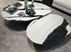 Minimalist Panda White Marble Coffee Table Set