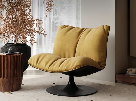 Baxter Italian Minimalist Swivel Chair