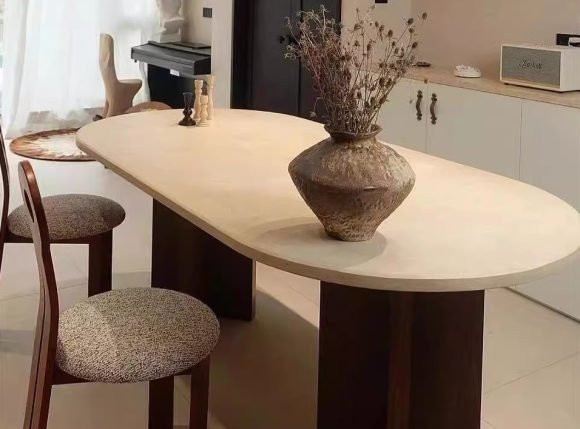 Mid-Century Oval Marble Dining Table