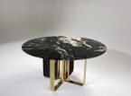 Luxury Diamond White and Platinum Black Marble Round Dining Table