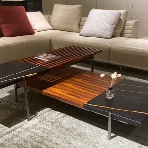 Rosewood and Marble Coffee Table